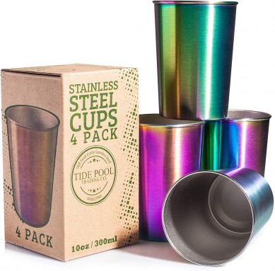 fabricar taza de acero inoxidable resistente al calor coladores de té de acero taza de agua de vidrio espesado color del arco iris