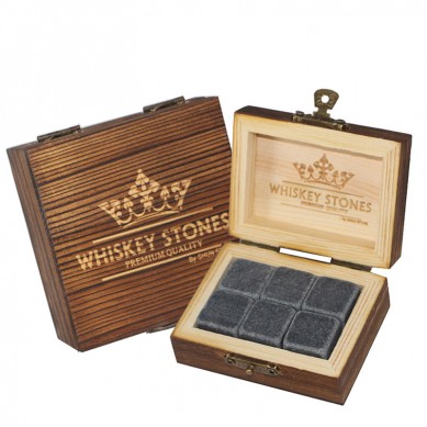 Wholesale 6 pcs of Whiskey Stones Wooden Box High Quality Drink Chilling Ice Cube