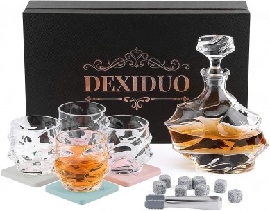 Ensemble de verres à vin en carafe à whisky avec pierres à whisky Cadeaux personnalisés pour hommes