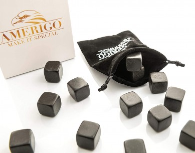 Set di 9 cubetti di ghiaccio riutilizzabili in marmo nero Whisky Rocks per uomo Chilling Stones in confezione regalo