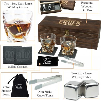 Stainless Steel Whiskey Stones Glasses ChillingTwisted Whiskey Glasses Gift Set