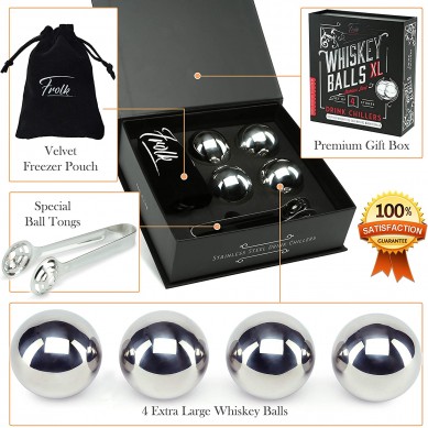 Stainless Whiskey Stone supplier ball shape Metal Whisky Stones reused ice cube Gift Set for Men