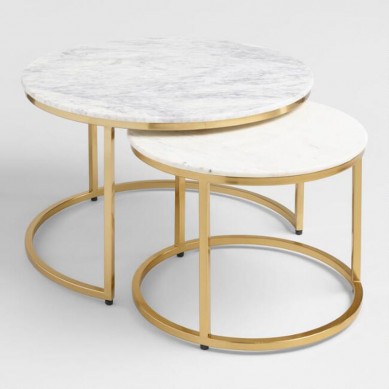 Taula de cafè de luxe de marbre artificial rodó de disseny modern Mobles d'alta qualitat adequats per a la sala d'estar
