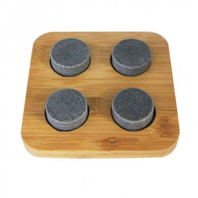 4 pcs of big Whiskey Stones Gift Set Premium round ice cube Rocks in Elegant Wooden Tray