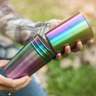 fabricar taza de acero inoxidable resistente al calor coladores de té de acero taza de agua de vidrio espesado color del arco iris