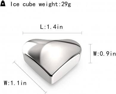 Heart shaped Stainless Steel Reusable Ice Cube whiskey stone gift set