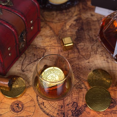 Schädel Goldmünze Edelstahl Wiederverwendbare Chilling Rocks Whisky Stones Luxus-Geschenkset