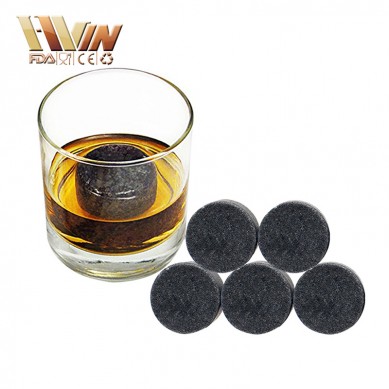 Customized 6 pcs of Round whiskey stone gift set in wood box