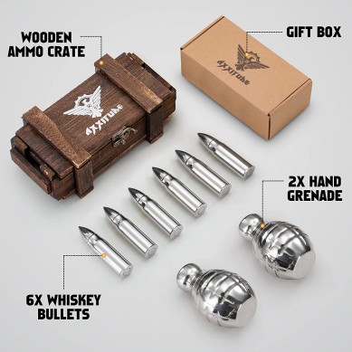 304 สแตนเลส bullet ระเบิดรูปร่างหินวิสกี้สแตนเลสของ Unique Christmas Gifts