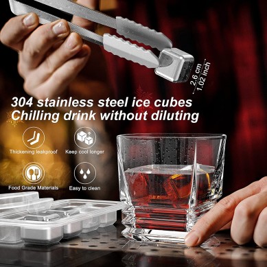 Whisky Glass Bourbon Glass Gift Set Chilling Stainless Steel Ice Cubes Crystal Tumbler gift for men