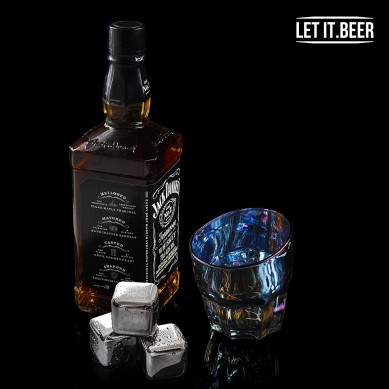 Lasher logo Customized Whiskey Stones stainless steel whisky stone chilling rock in box