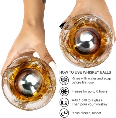 Stainless Whiskey Stone supplier ball shape Metal Whisky Stones reused ice cube Gift Set for Men