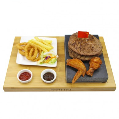 Amazon hot selling steak Batu lava batu panas Memasak dengan bambu Platter Indoor BBQ