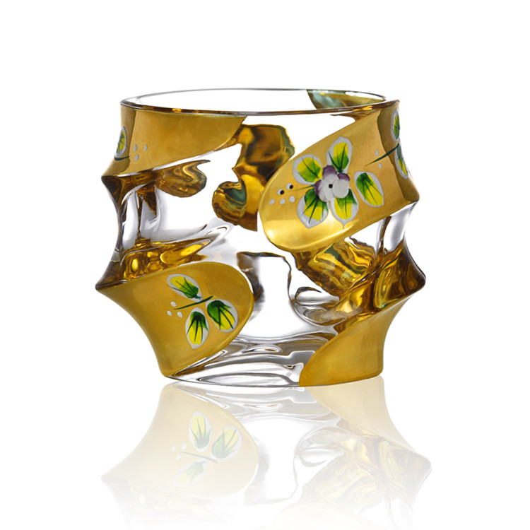 Discount wholesale Whiskey Drinking Glass - European Style Painted Gold Enamel Flower Lead-Free Crystal Engraved Whiskey Decanter Set With 6 Glasses For Whiskey – Shunstone