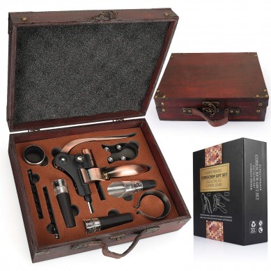 SHUNSTONE Antique Wooden Box Rabbit Wine Corkscrew Wine Accessories Gift Set
