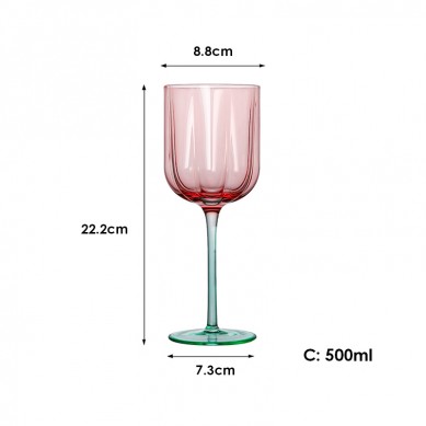 SHUNSTONE Premium Crystal Flower Shaped Burgundy Wine Glass Gift Set for Ladies Birthday Valentine’s Day Wedding Party