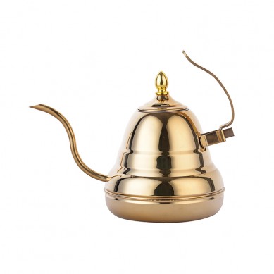 Silver and gold coffee stainless steel tea pot with infuser