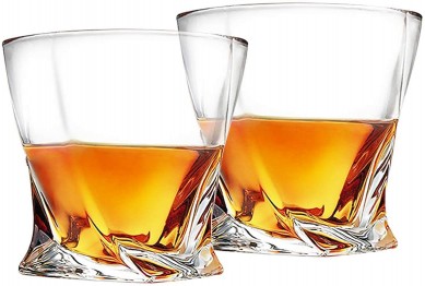 Amazon hot selling round shape Whiskey Stones Gift Set  Scotch Bourbon Glasses lead free crystal glass by gift box