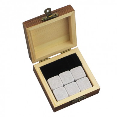 Малка дървена подарък 6 бр уиски камък подарък уиски лед камъни напитки Cooler Cubes Natural Чилерни уиски камъни с кутия за подарък