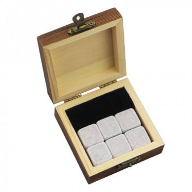Small wooden gift 6 pcs of whiskey stone gift Whisky Ice Stones Drinks Cooler Cubes Natural Chilling Whisky Stones With Gift Box