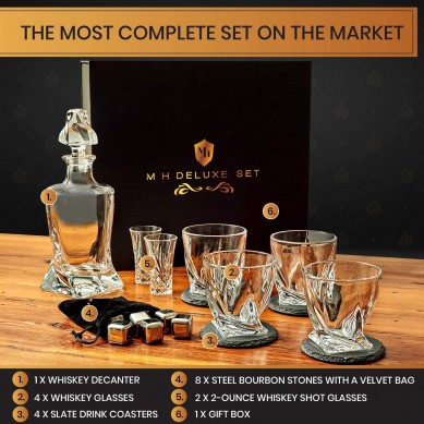 Whiskey Decanter Glass Set Tumbler Highball Glasses for Alcohol drinking