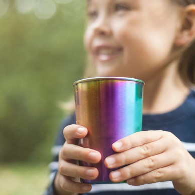 fabricar taza de acero inoxidable resistente al calor coladores de té de acero taza de agua de vidrio espesado color del arco iris