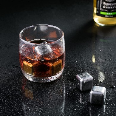 Amazon top seller Reusable Ice Cube Stainless Steel Whiskey stone by wooden holder