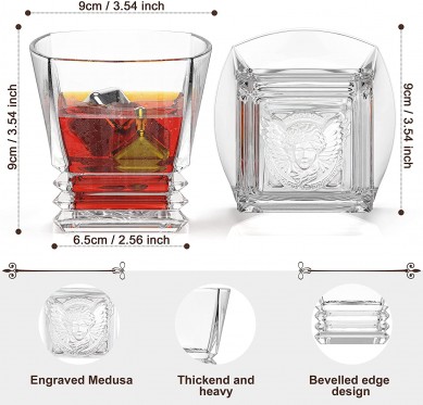 Whisky Glass Bourbon Glass Gift Set Chilling Stainless Steel Ice Cubes Crystal Tumbler gift for men