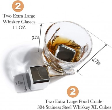 Stainless Steel Whiskey Stones Glasses ChillingTwisted Whiskey Glasses Gift Set