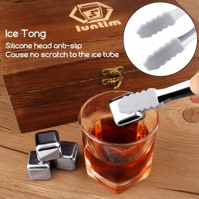 luxury wooden coaster Whiskey Stones Gift Set Bourbon Whiskey drinking Glass Set