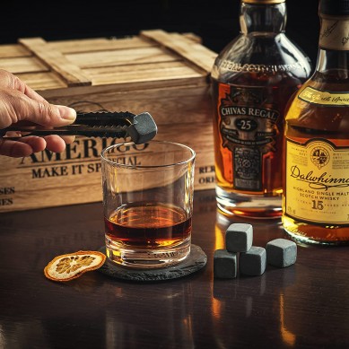 Profesyonel viski taş fabrikası viski taşları şarap bardakları erkekler için lüks ordu ahşap kutu tarafından