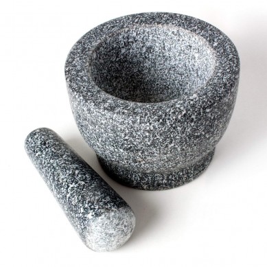 SHUNSTONE Premium Solid Granite Stone Mortar and Pestle Large 14cm