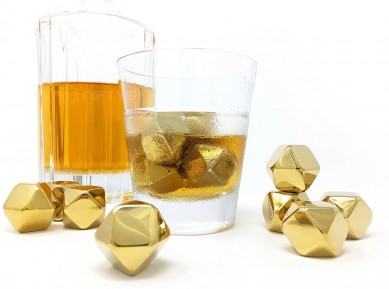 Set de cutie cadou cu piatră de whisky în formă de diamant de culoare aurie aleasă de Amazon