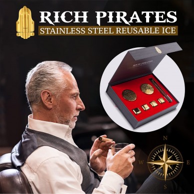 Customized Skull Gold Coin Stainless Steel Reusable Whiskey Stones luxury gift Set