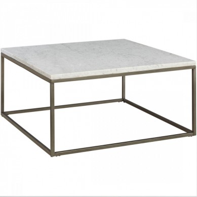 Modern smart marble coffee table in gold metal box frame