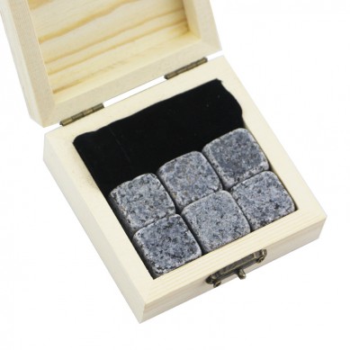 Vruće prodaja poklon komplet 6 komada G654 Whisky hlađenje Rocks Prilagodi pakiranje Whiskey Stones Set prirodnih kocke baršun torbu