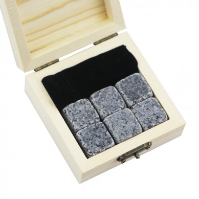 Hot selling gift kit 6 pcs of G654 Whiskey Chilling Rocks Customize Packaging Whiskey Stones Set of Natural Cubes with velvet bag