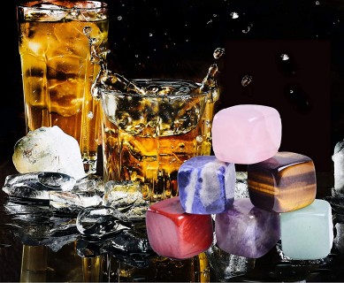 Okomoko onyx agate Whiskey Ice Cube Stones Reusable Reusable Reusable Small Healing Crystal Natural Stone anaghị agbaze Ice Drink Chilling Rocks Gift Set