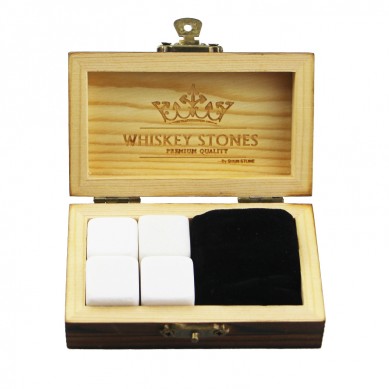 Drycker Cooler Cubes Amazon Hot Partihandel 4 st Pearl White Rock Stones Cube Whiskey Stones Hot Sale Whiskey sten Gift Set med trälåda