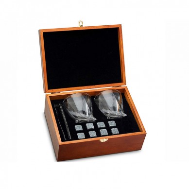 Whiskey Stones Whiskey Glass Gift Boxed Set 8 Granite Chilling Whiskey Rocks 2 Crystal Glasses