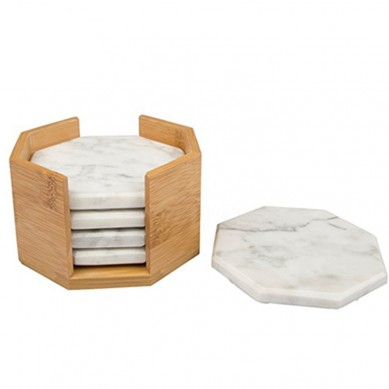 China Cheap price Whiskey Sipping Stones - SHUNSTONE hexagon marble in tubled non-slip coaster set – Shunstone