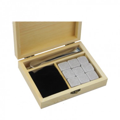 Goi mailako whisky harriak opari sorta Whisky Stones In Rocks Wooden Gift Box