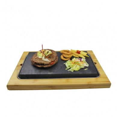 Extra Large Lava Hot steak Stone Tabletop Grill Cooking with bamboo Platter Indoor BBQ