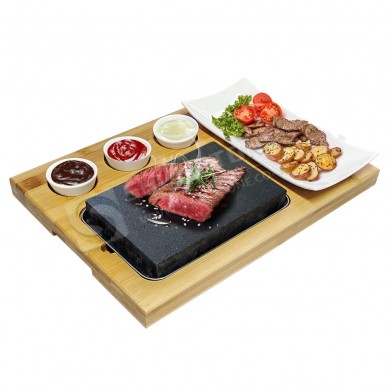 SHUN STONE manufacture OEM  Grill Steak On The Stone Set, Hot Rock Grill indoor BBQ  Lava Cooking Stone