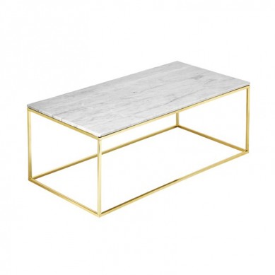 Modern smart marble coffee table in gold metal box frame