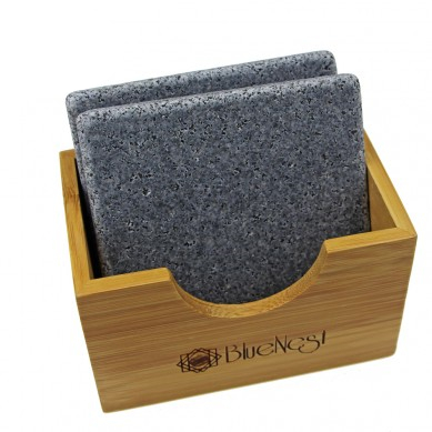 SHUNSTONE black granite coaster set