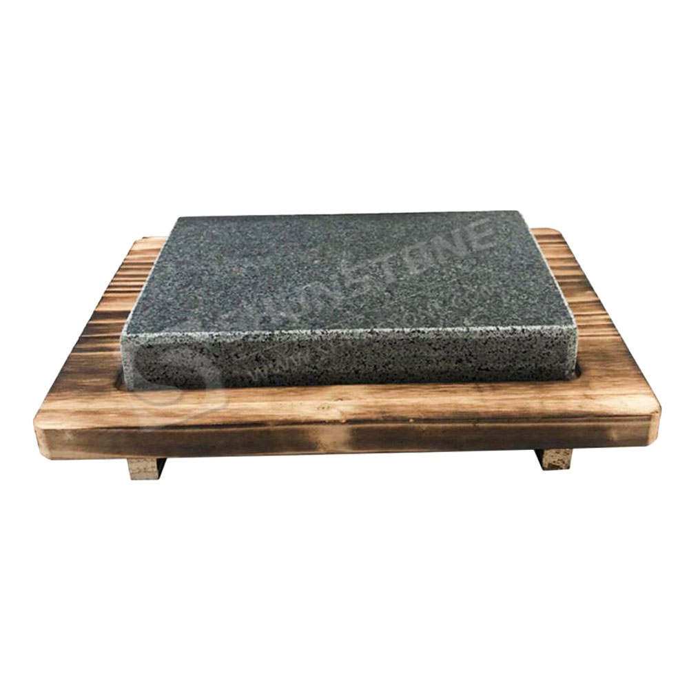 High reputation Whiskey Stones With Glasses - Hotel steak stone set by bamboo Serving Tray Bread Cake Steak Wooden Plate – Shunstone detail pictures