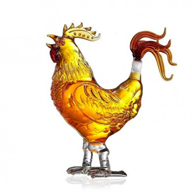 Animal shaped chicken shaped clear glass wine liquor bottles