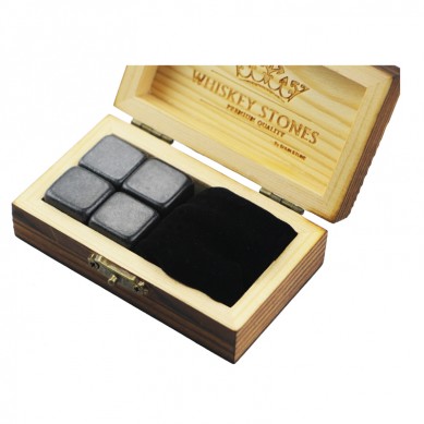 Low cost and high quantity Mongolia Black stones Small and Cheap Whiskey Stones Gift Set with 4pcs of Cinderella Stones and 1 pcs of Velvet Bag small stone gift set