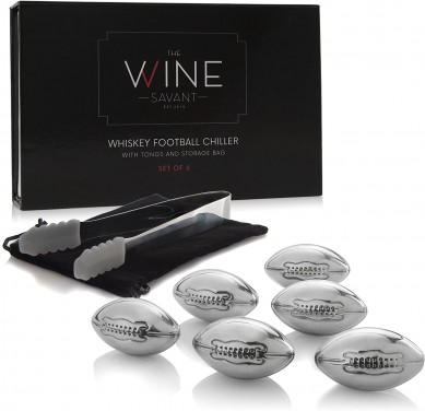 Football Wangun Stainless Steel Wiski Stones pikeun kado anggur wiski